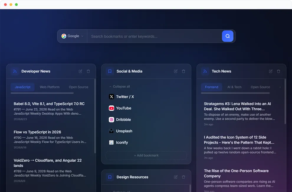 MyOrbit.top encrypted bookmarks dashboard — private start page with PIN-protected bookmarks and RSS feeds